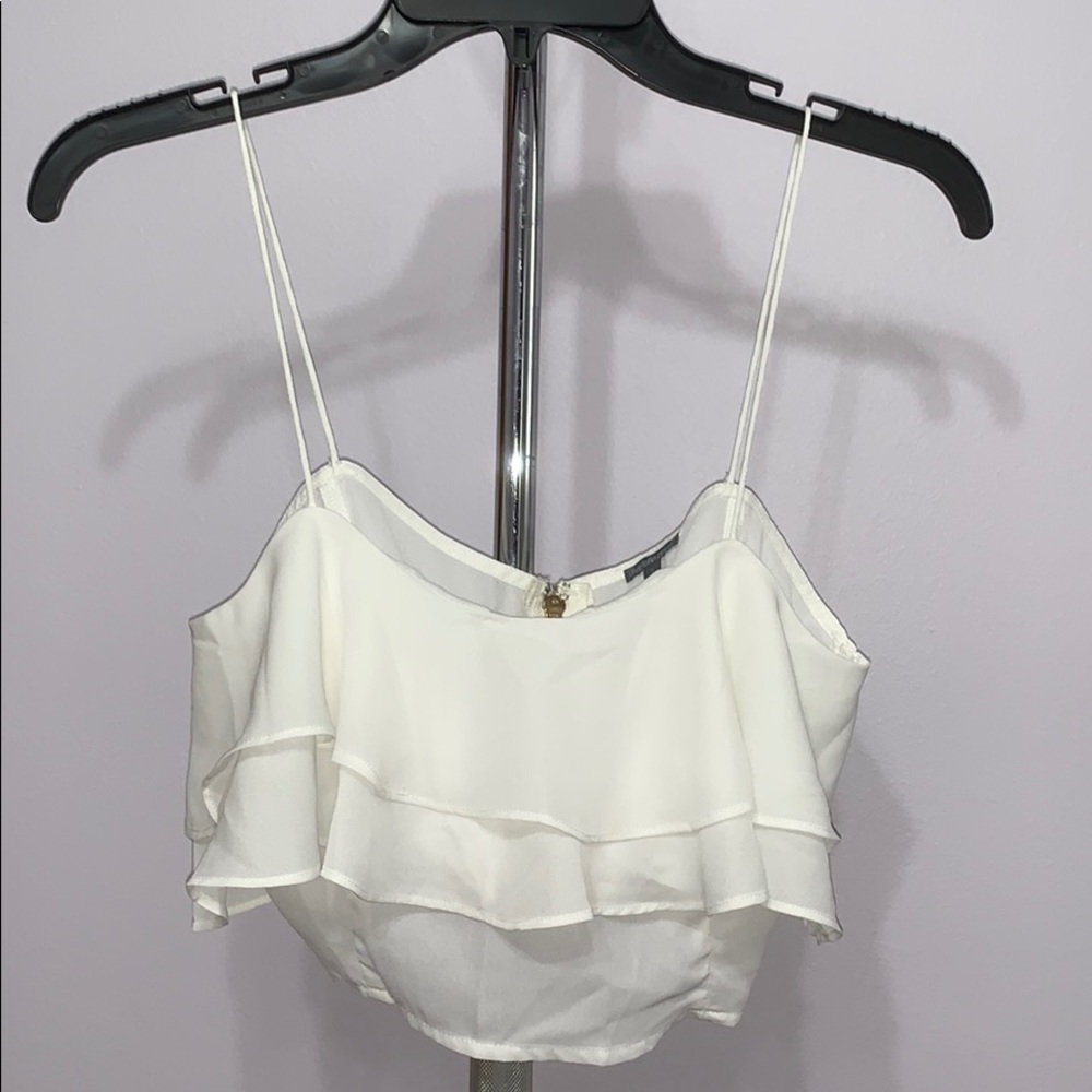 White Ruffle Crop top